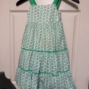 Mini Boden Green and White Casual Kids Dress